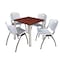 Kee Kee Square Table & Chair Set, Wood, Metal, Plastic Top, Cherry TB3030CHBPCM47GY - alternate 1